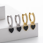 Boucles d'oreilles pendantes cœur en argent sterling 925