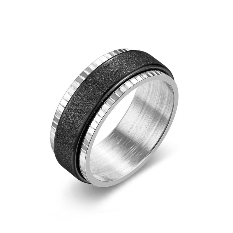 Bague pour homme avec structure de surface bicolore élégante