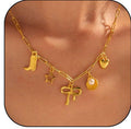 Collier pour femme avec pendentifs charmants en acier inoxydable