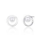 Boucles d'oreilles puces pour femme design perle moderne en argent sterling 925