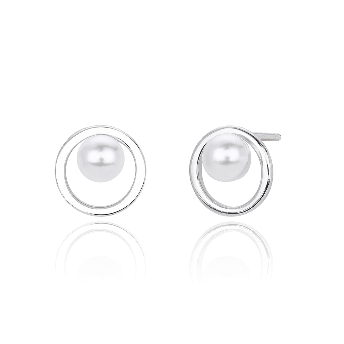 Boucles d'oreilles puces pour femme design perle moderne en argent sterling 925