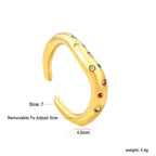 Bague réglable pour femme avec zircons et accents verts