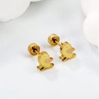 Boucles d'oreilles puces pour femme motif oiseau en acier inoxydable