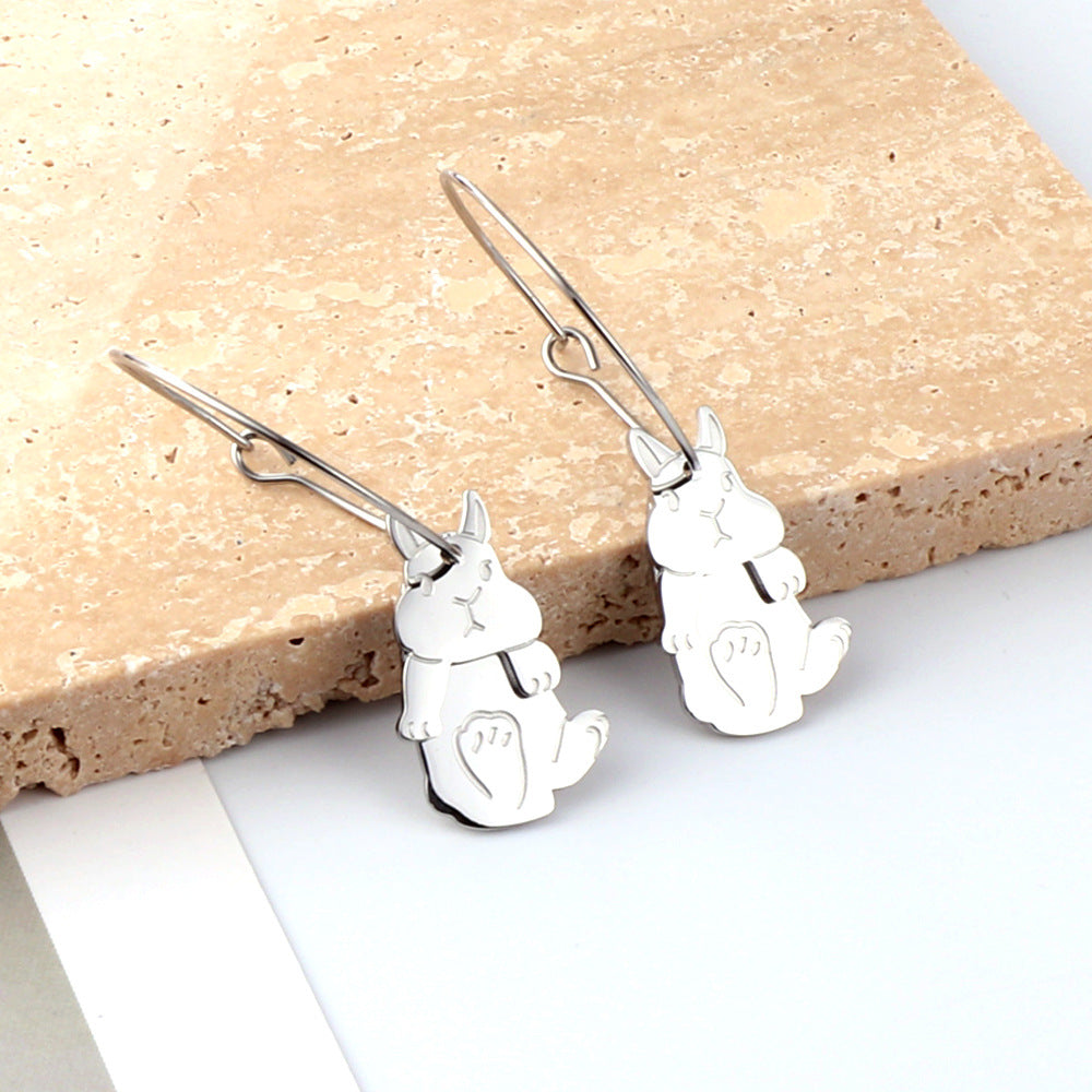 Boucles d'oreilles pendantes pour femme motif lapin