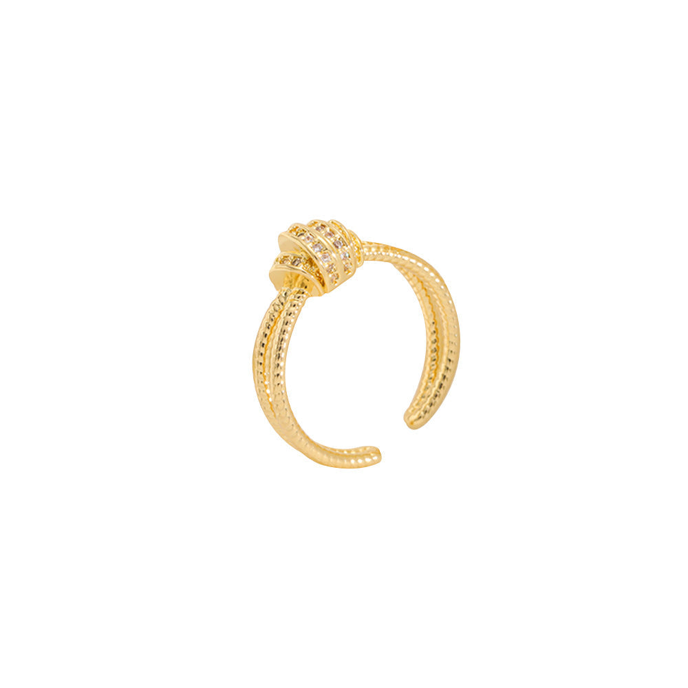 Bague pour femme au design multicouche artistique avec zircones