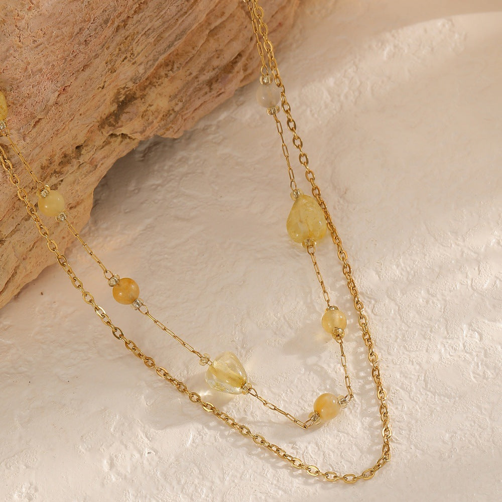 Collier pour femme avec pierres transparentes et chaîne à maillons