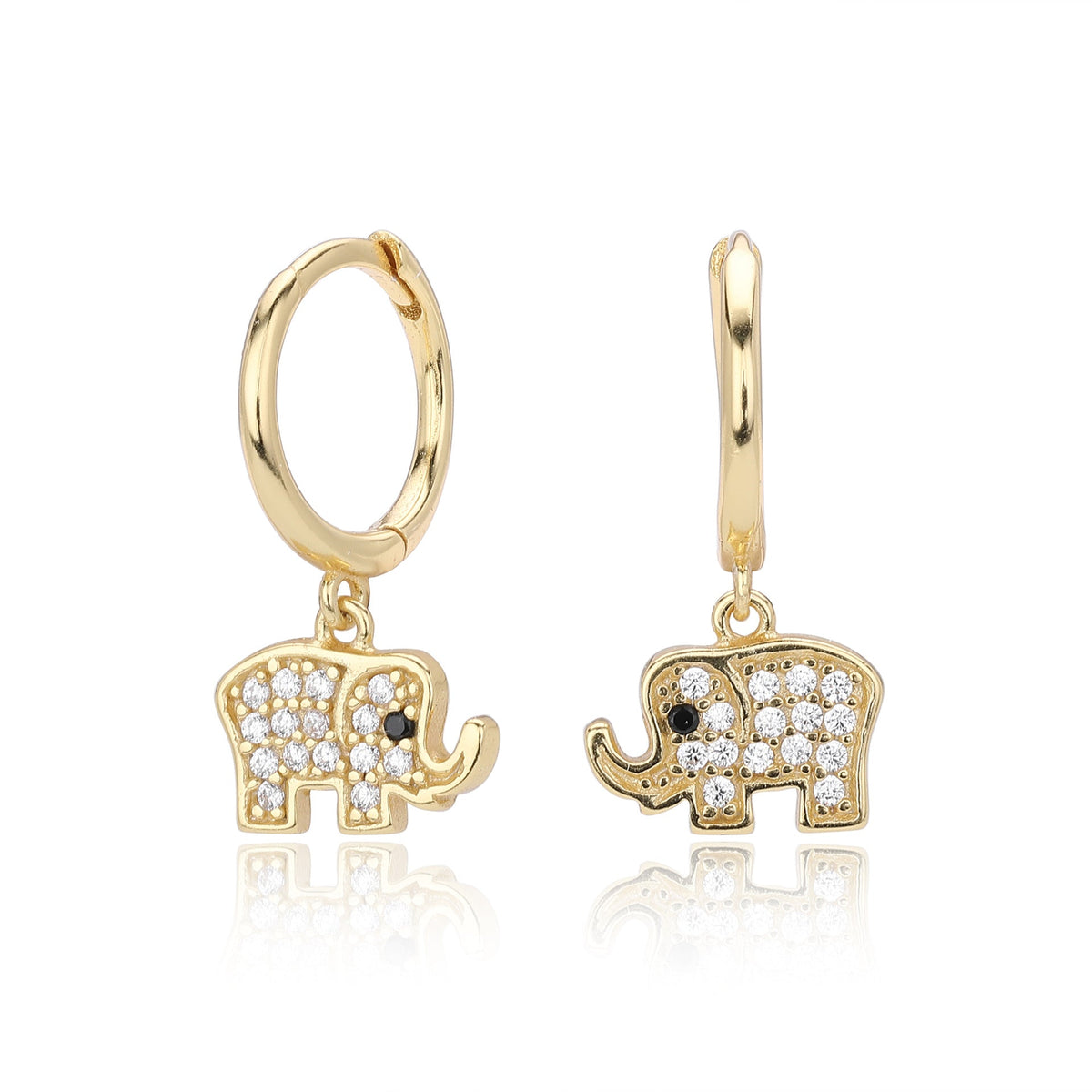 Boucles d'oreilles pendantes éléphant en argent sterling 925