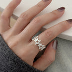 Damen Ring mit funkelndem Sternenmotiv aus hochwertigem Edelstahl