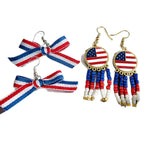 Boucles d'oreilles pendantes nœud en ruban gros-grain