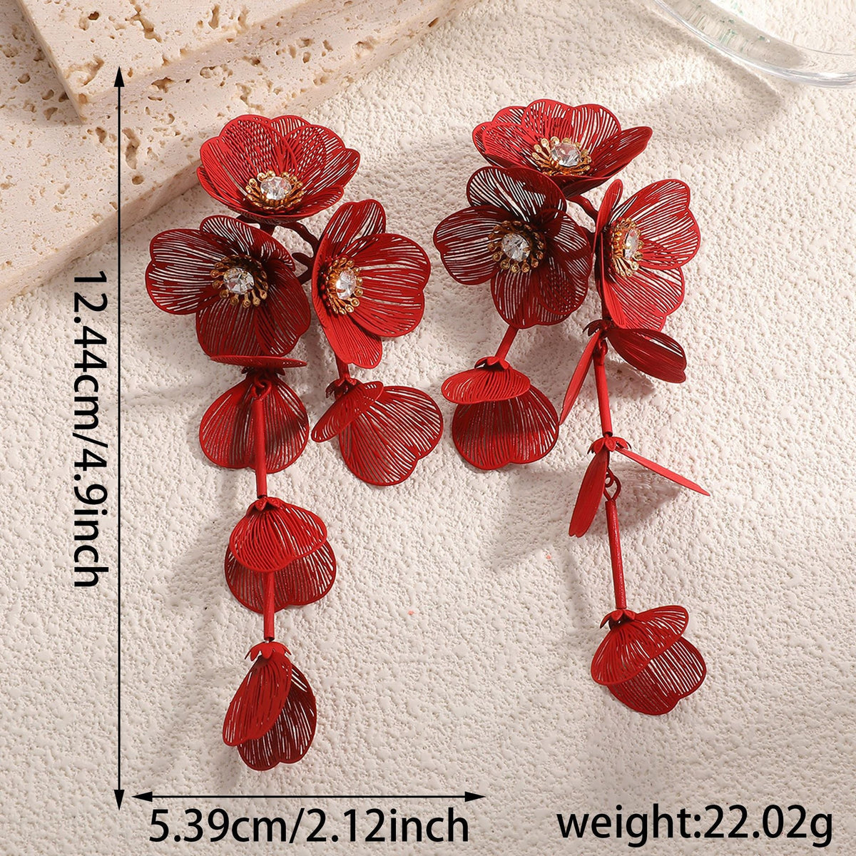 Boucles d'oreilles pendantes pour femme motif floral