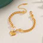 Bracelet pour femme avec pendentif cœur et tresse