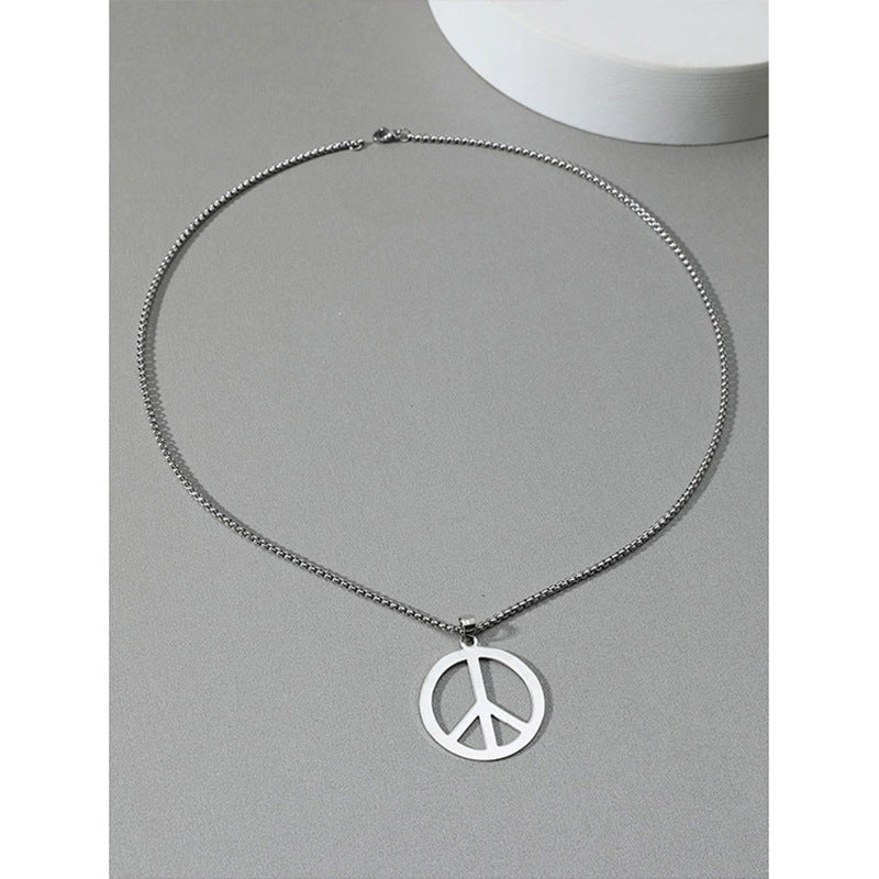 Collier pour femme avec pendentif Peace en acier inoxydable