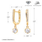 Boucles d'oreilles pendantes en argent sterling 925 avec zircon