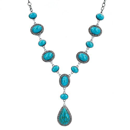 Collier pendentif en pierre d'inspiration vintage