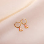 Boucles d'oreilles pendantes pour femme design planétaire en acier doré