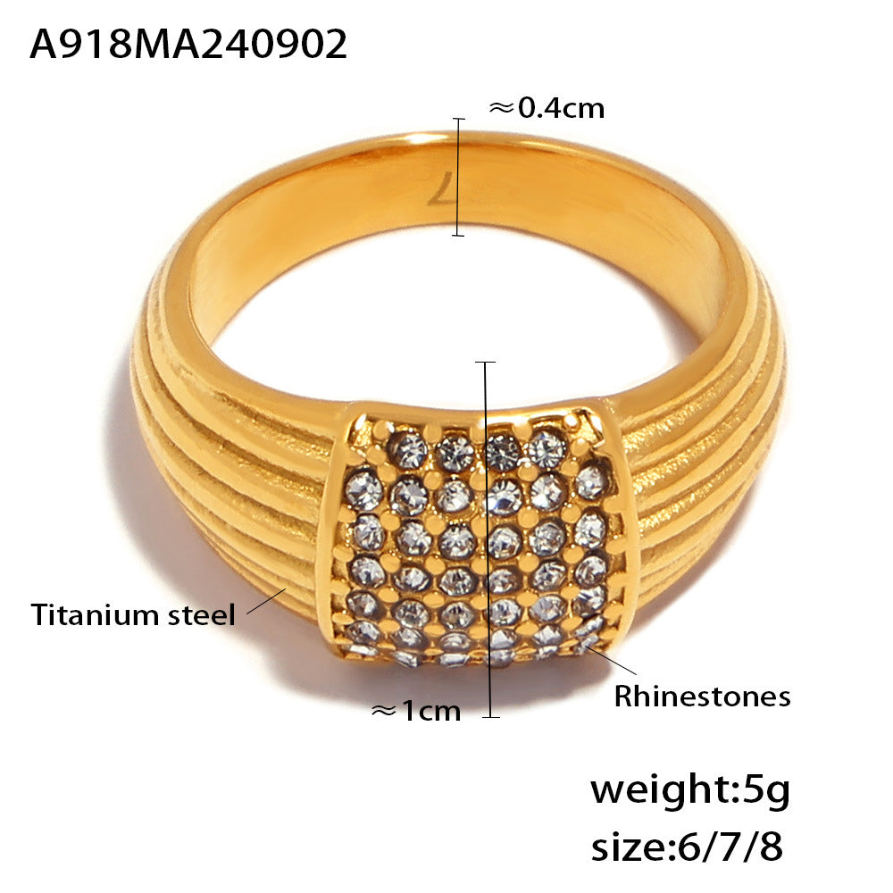 Bague pour femme en acier titane avec strass