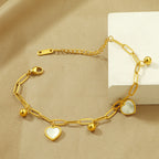 Bracelet à breloques en forme de cœur pour femme