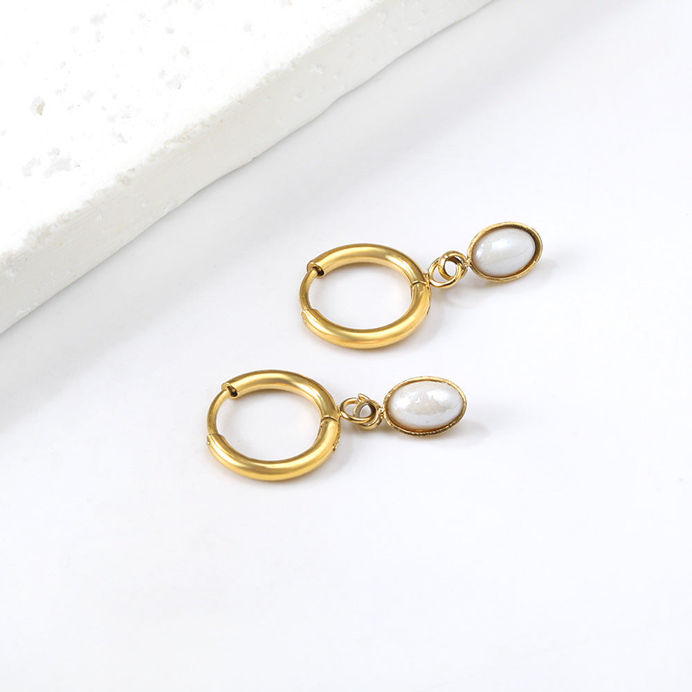 Boucles d'oreilles pendantes pour femme avec pendentif perle élégant