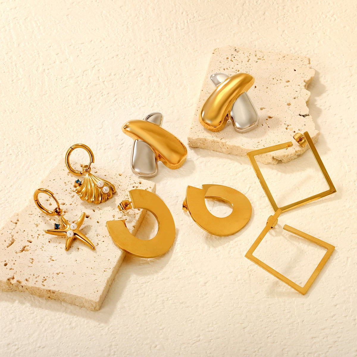 Boucles d'oreilles pour femme au design incurvé moderne