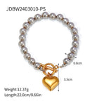 Bracelet pour femme avec perles élégantes et pendentif en forme de cœur