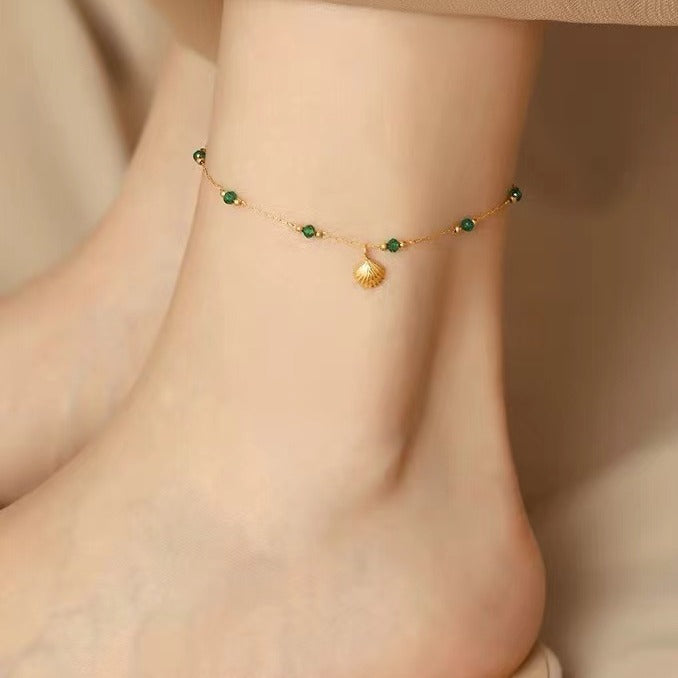 Bracelet de cheville pour femme avec pendentif coquillage
