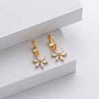Boucles d'oreilles pendantes pour femme avec zircon et motif floral