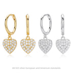 Boucles d'oreilles pendantes pour femme avec cœurs en argent sterling 925
