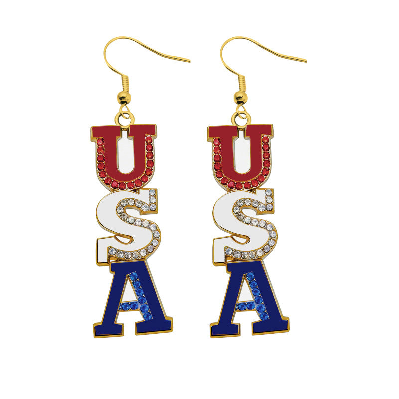Boucles d'oreilles tongs avec cristaux et motif drapeau