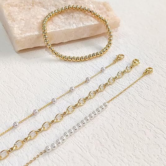 Ensemble de bracelets pour femme avec maillons et perles