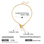 Collier pour femme avec pendentifs papillon et cœur en acier inoxydable