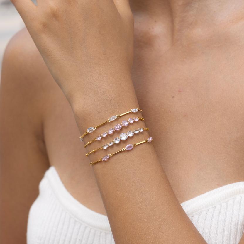 Bracelet pour femme avec cristaux et fermoir réglable
