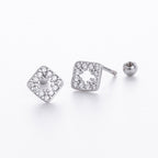 Boucles d'oreilles carrées en argent sterling 925 avec zircons