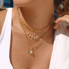 Collier pour femme avec pendentifs en zircone et longueur réglable