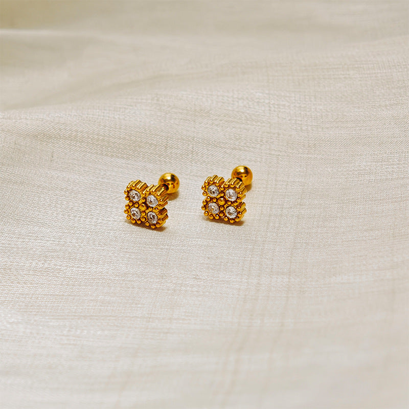 Boucles d'oreilles géométriques avec cristaux pour femme