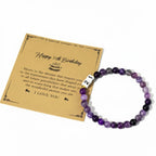 Bracelet de perles pour femme avec pendentif anniversaire personnalisable