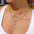 Collier pour femme avec pendentifs en zircone et longueur réglable