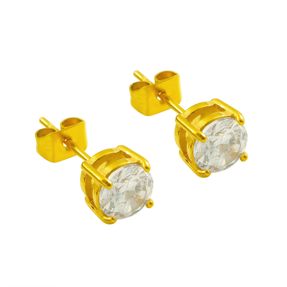 Boucles d'oreilles avec cristaux et monture dorée