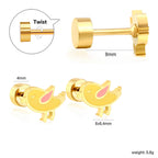 Boucles d'oreilles puces pour femme motif oiseau en acier inoxydable