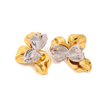 Clip d'oreille pour femme au design floral en acier inoxydable hypoallergénique