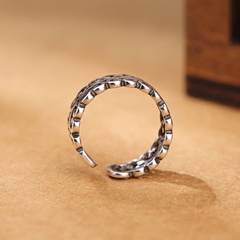 Bague ouverte pour femme avec motif ondulé artistique