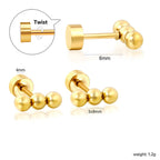 Boucles d'oreilles puces en acier inoxydable au design moderne à trois phases