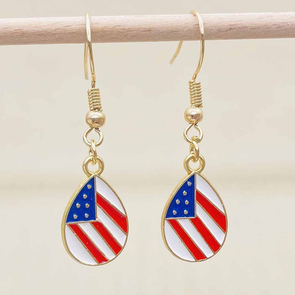 Boucles d'oreilles pendantes patriotiques drapeau en émail pour femme