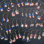 Boucles d'oreilles pendantes patriotiques drapeau en émail pour femme
