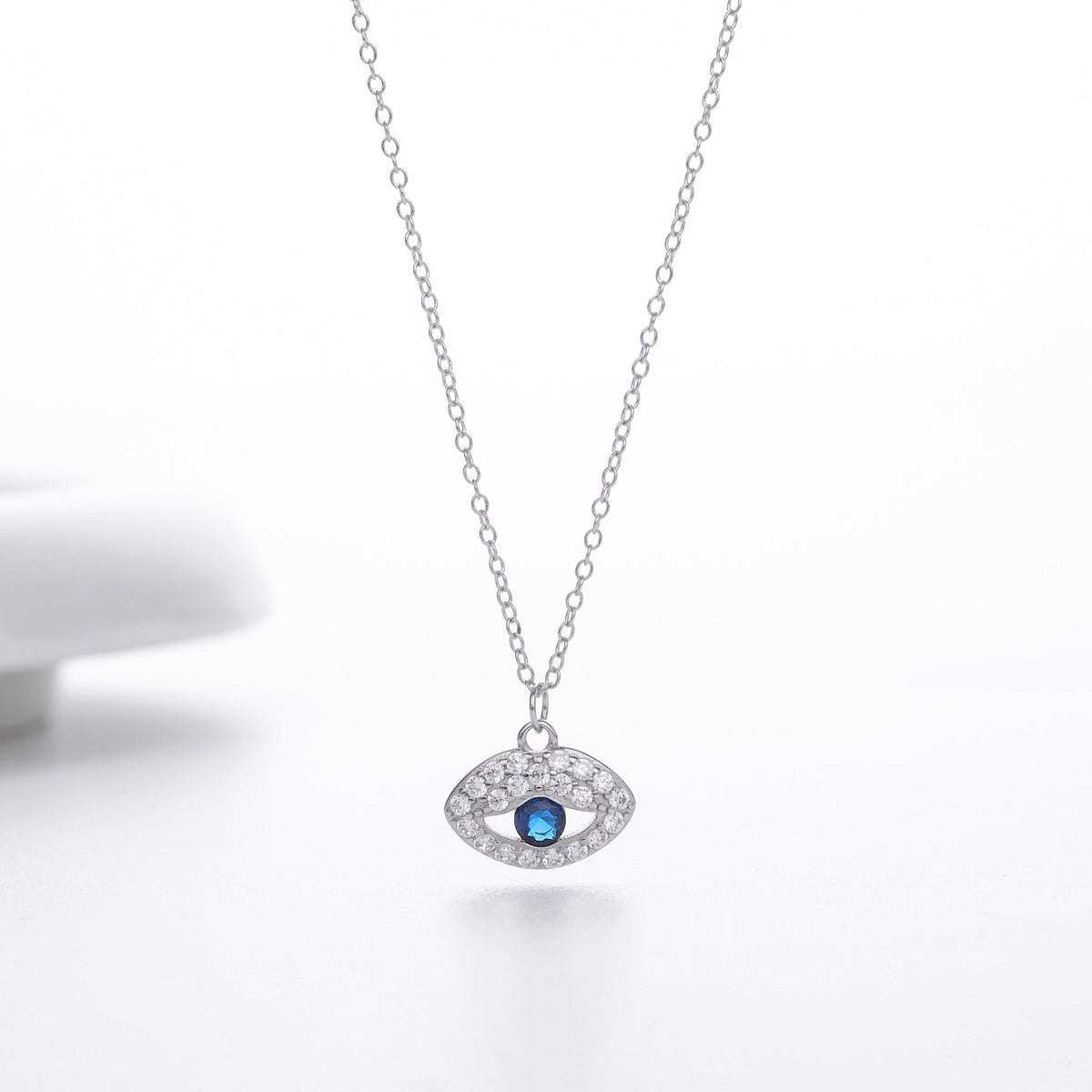 Collier pour femme avec motif œil protecteur en argent sterling 925 et zircone