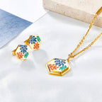 Parure de bijoux pour femme avec pendentif coloré