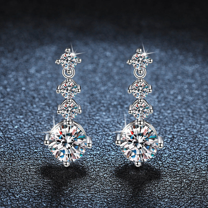 Vierstufige Zirkonia-Ohrhänger aus Sterlingsilber
