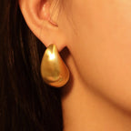 Boucles d'oreilles puces en acier inoxydable motif goutte