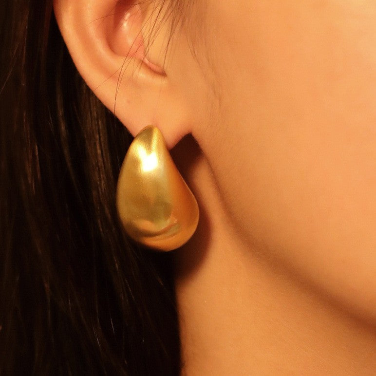 Boucles d'oreilles puces en acier inoxydable motif goutte