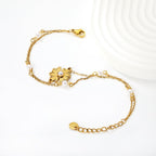 Bracelet pour femme avec pendentif fleur et perles