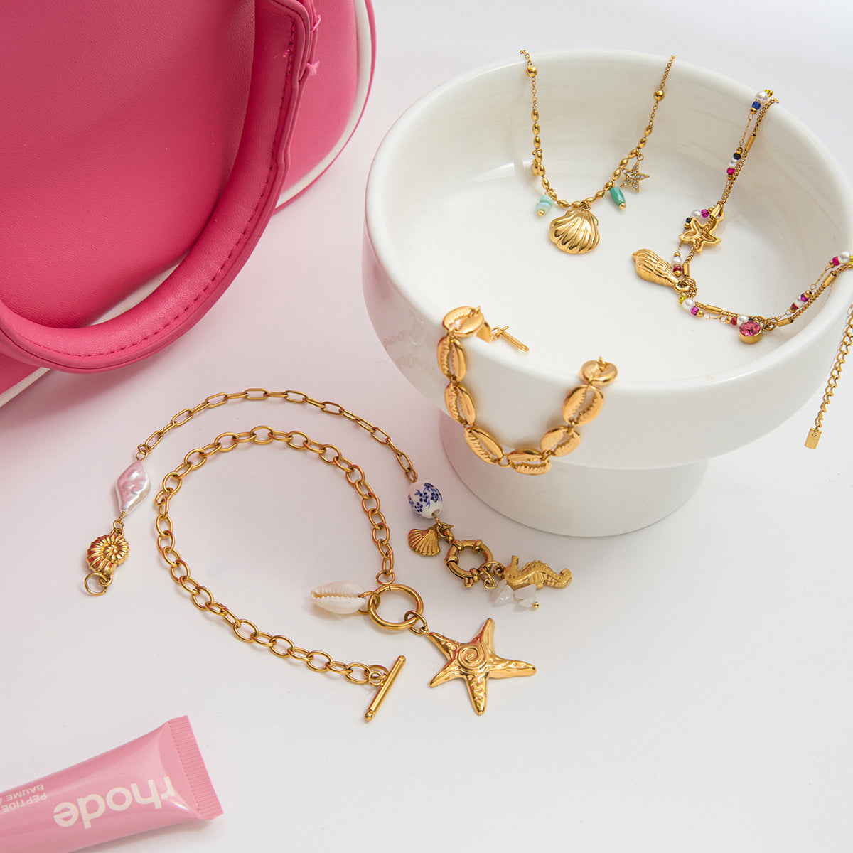 Bracelet pour femme style marin avec coquillages